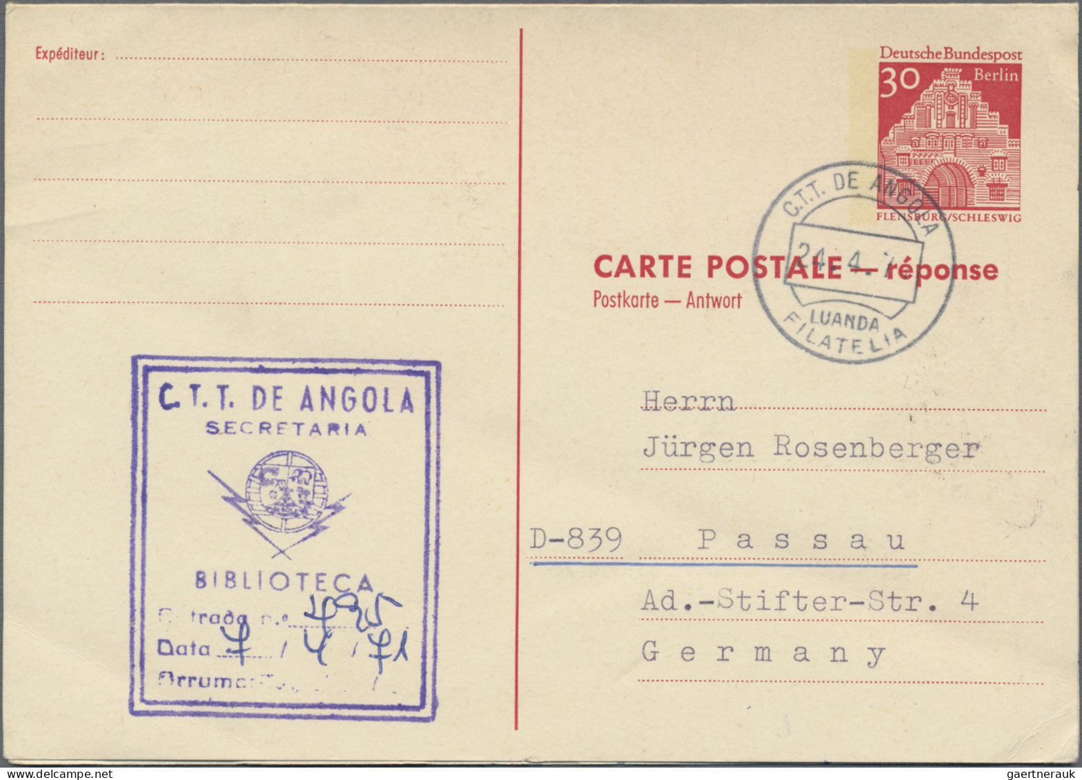 Africa: 1970/1971, West Berlin: 30/30 Pf Red 'buildings' Postal Stationery Reply - Africa (Other)