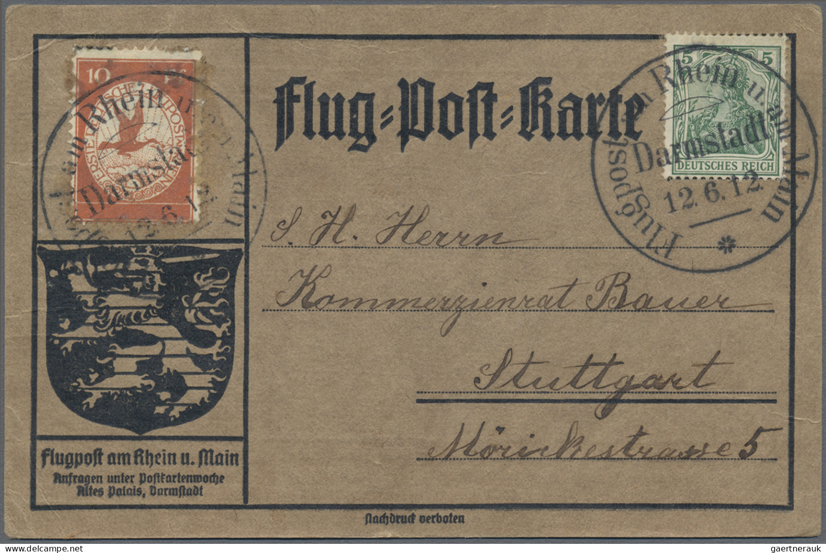 Air Mail - Germany: 1912, Flugpost Rhein/Main Und Bayern, Nette Partie Mit MiNr. - Poste Aérienne & Zeppelin