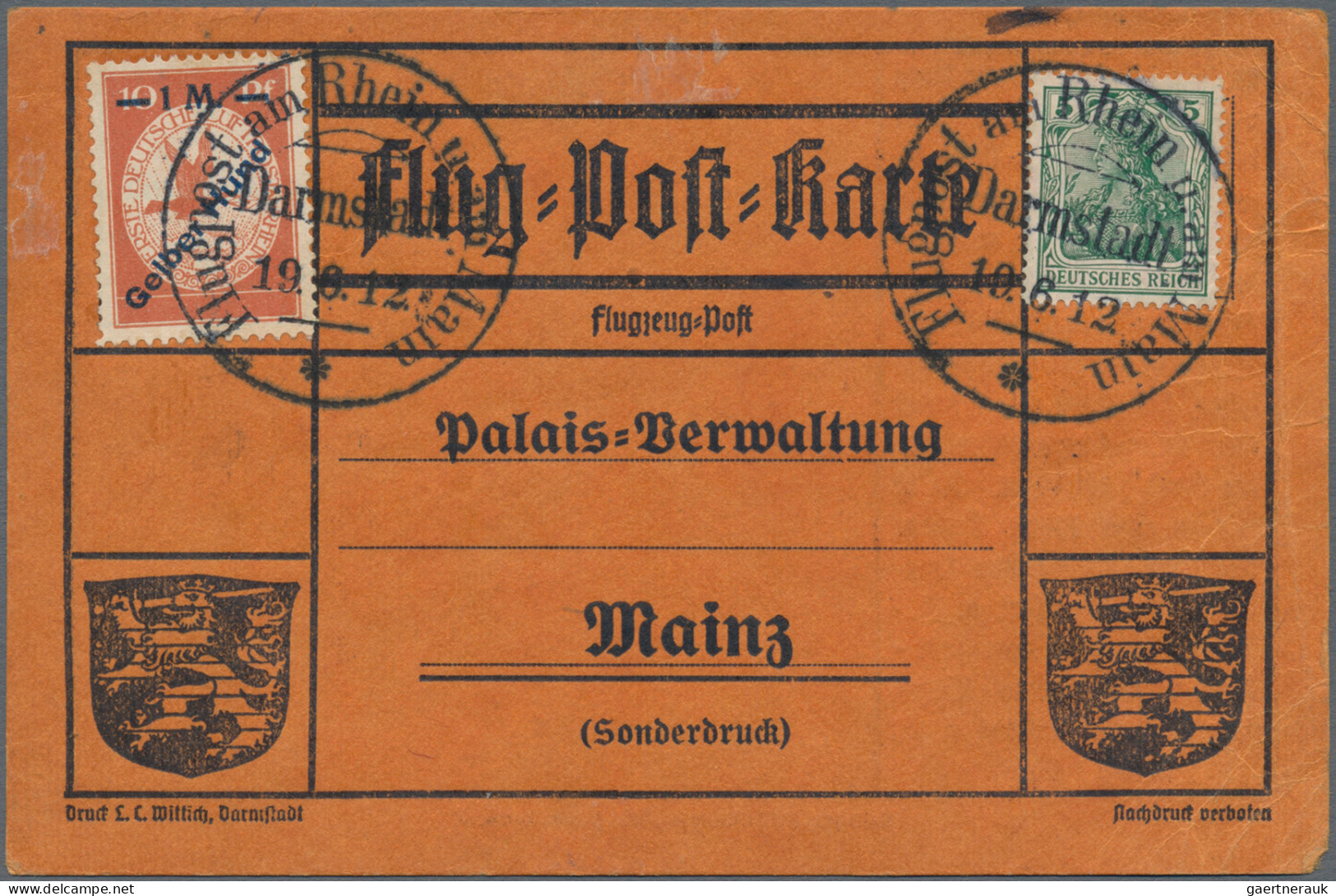 Air Mail - Germany: 1912, Kleine Partie Von Vier Flugpostkarten Rhein-Main, Dabe - Luft- Und Zeppelinpost