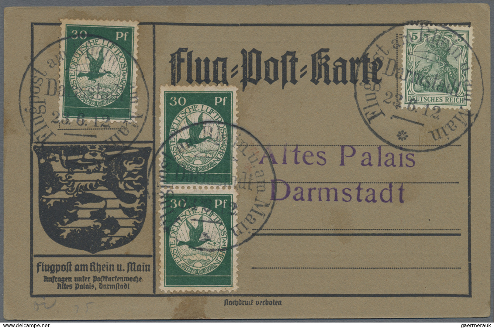 Air Mail - Germany: 1912, Kleine Partie Von Vier Flugpostkarten Rhein-Main, Dabe - Luchtpost & Zeppelin