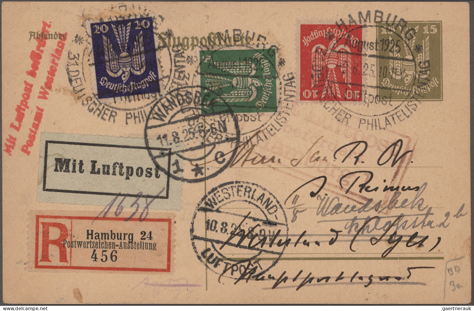 Air Mail - Germany: 1912/1927, Deutsches Reich, Lot Mit 17 Sauberen Luftpostbele - Poste Aérienne & Zeppelin