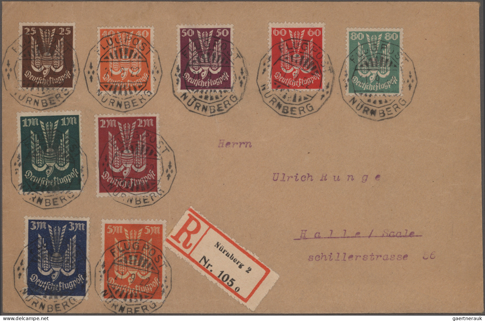 Air Mail - Germany: 1912/1927, Deutsches Reich, Lot Mit 17 Sauberen Luftpostbele - Poste Aérienne & Zeppelin