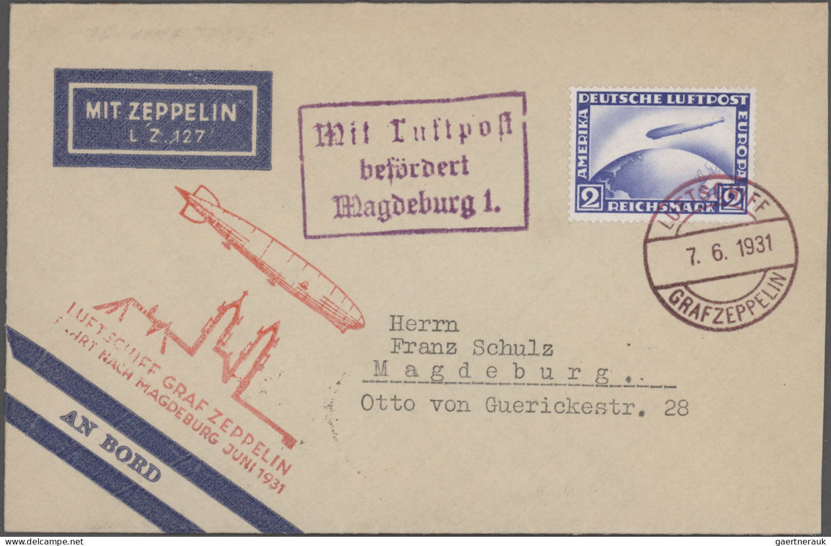 Air Mail - Germany: 1912/1931, Lot von sieben Belegen, dabei Karte Flugpost Heid