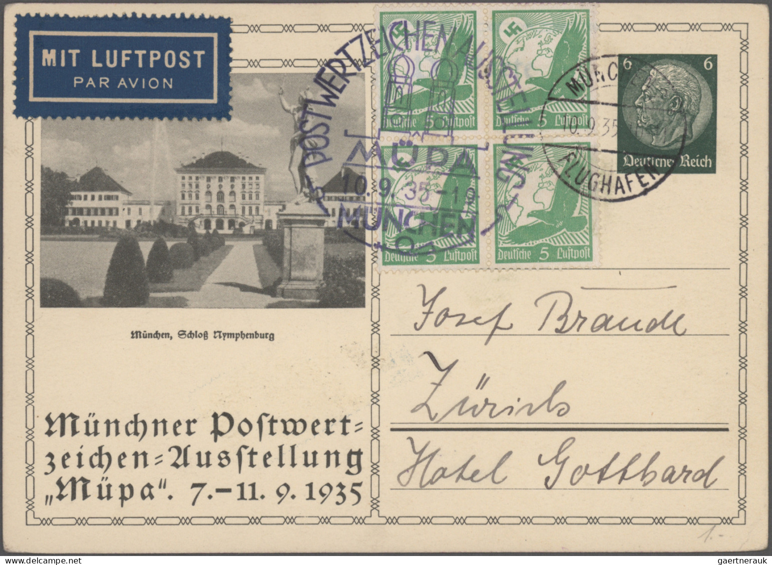 Air Mail - Germany: 1912/1944, Vielseitige Sammlung Von 48 Flugpost-Briefen/-Kar - Correo Aéreo & Zeppelin