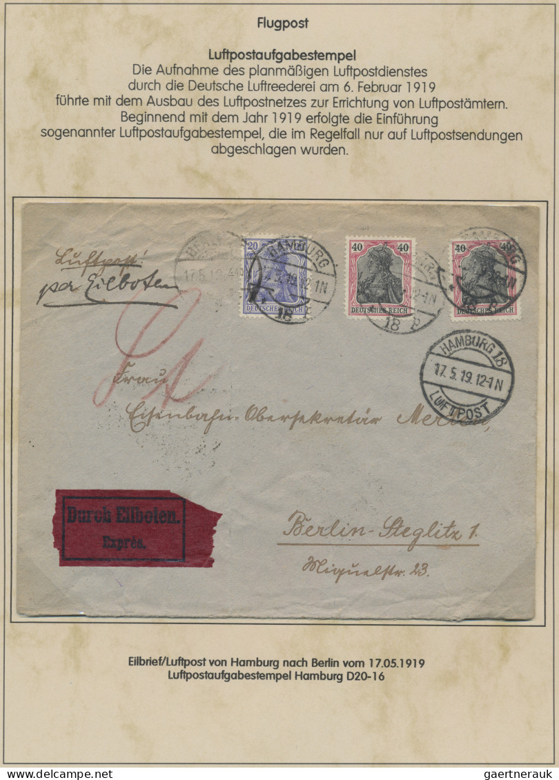 Air Mail - Germany: 1912/1922, Zusammenstellung Von 23 Belegen Auf Beschrifteten - Poste Aérienne & Zeppelin