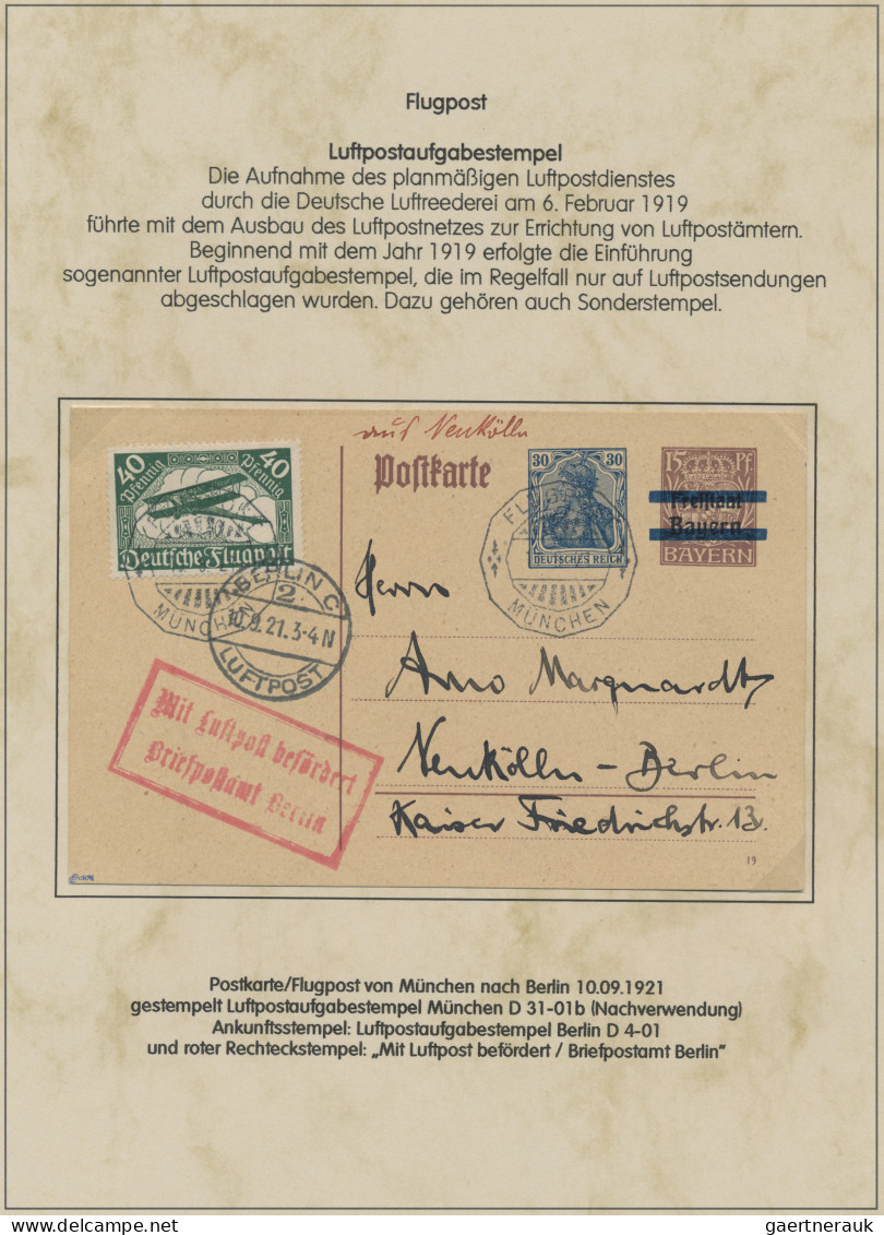 Air Mail - Germany: 1912/1922, Zusammenstellung Von 23 Belegen Auf Beschrifteten - Poste Aérienne & Zeppelin