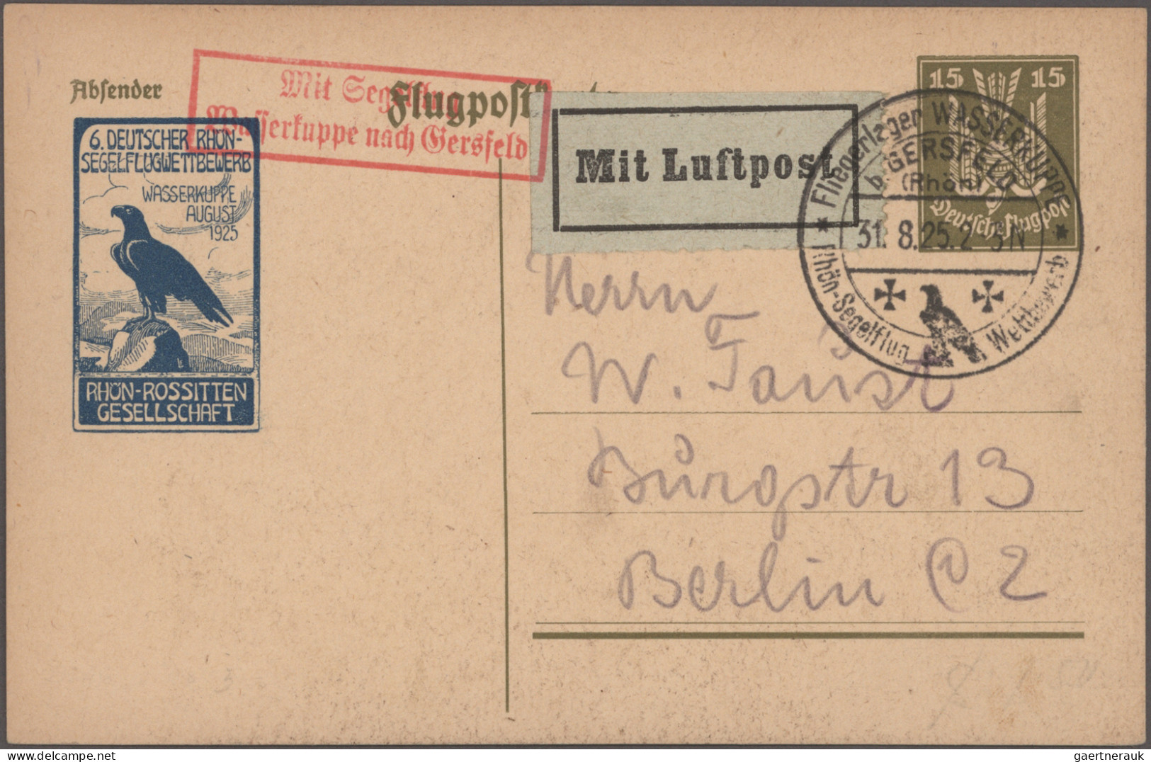 Air Mail - Germany: 1923/1931, Dt.Reich, Saubere Sammlung Von 58 Flugpost-Belege - Correo Aéreo & Zeppelin