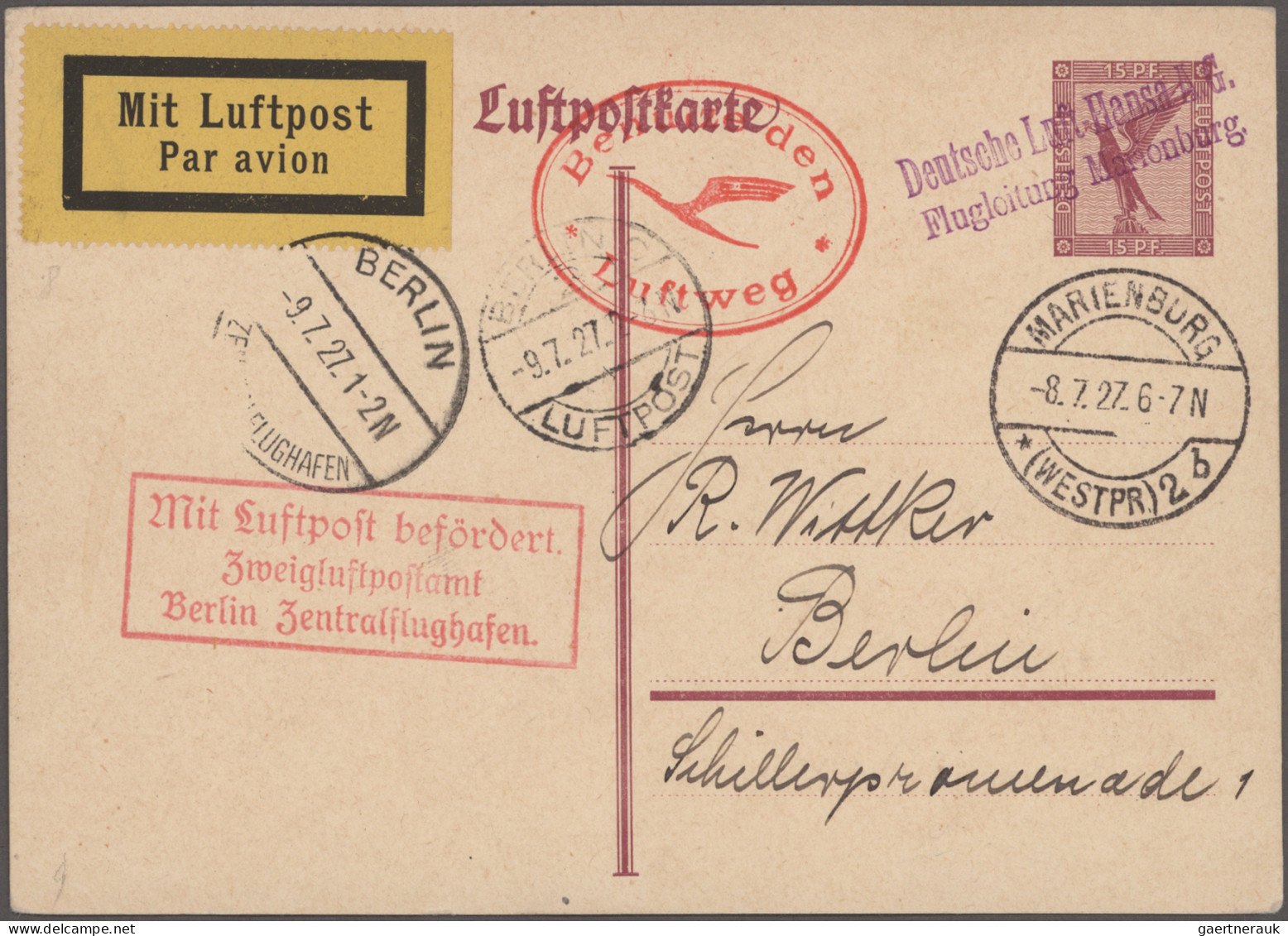 Air Mail - Germany: 1923/1931, Dt.Reich, Saubere Sammlung Von 58 Flugpost-Belege - Poste Aérienne & Zeppelin