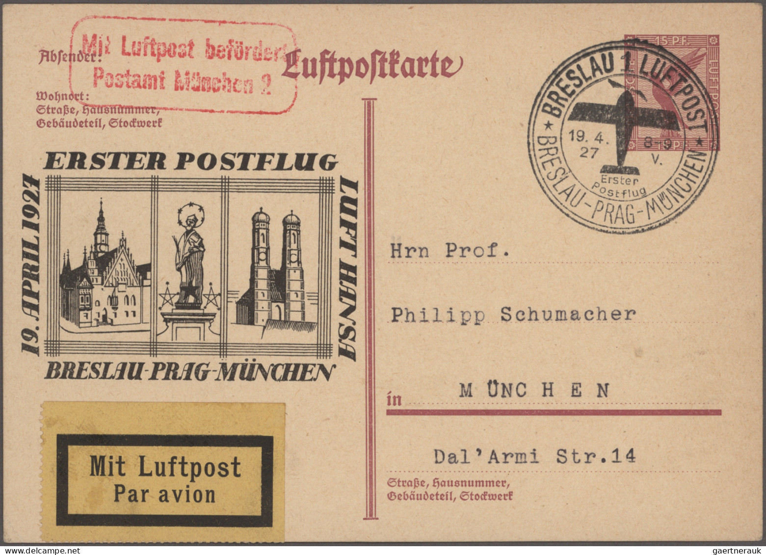 Air Mail - Germany: 1923/1931, Dt.Reich, Saubere Sammlung Von 58 Flugpost-Belege - Correo Aéreo & Zeppelin