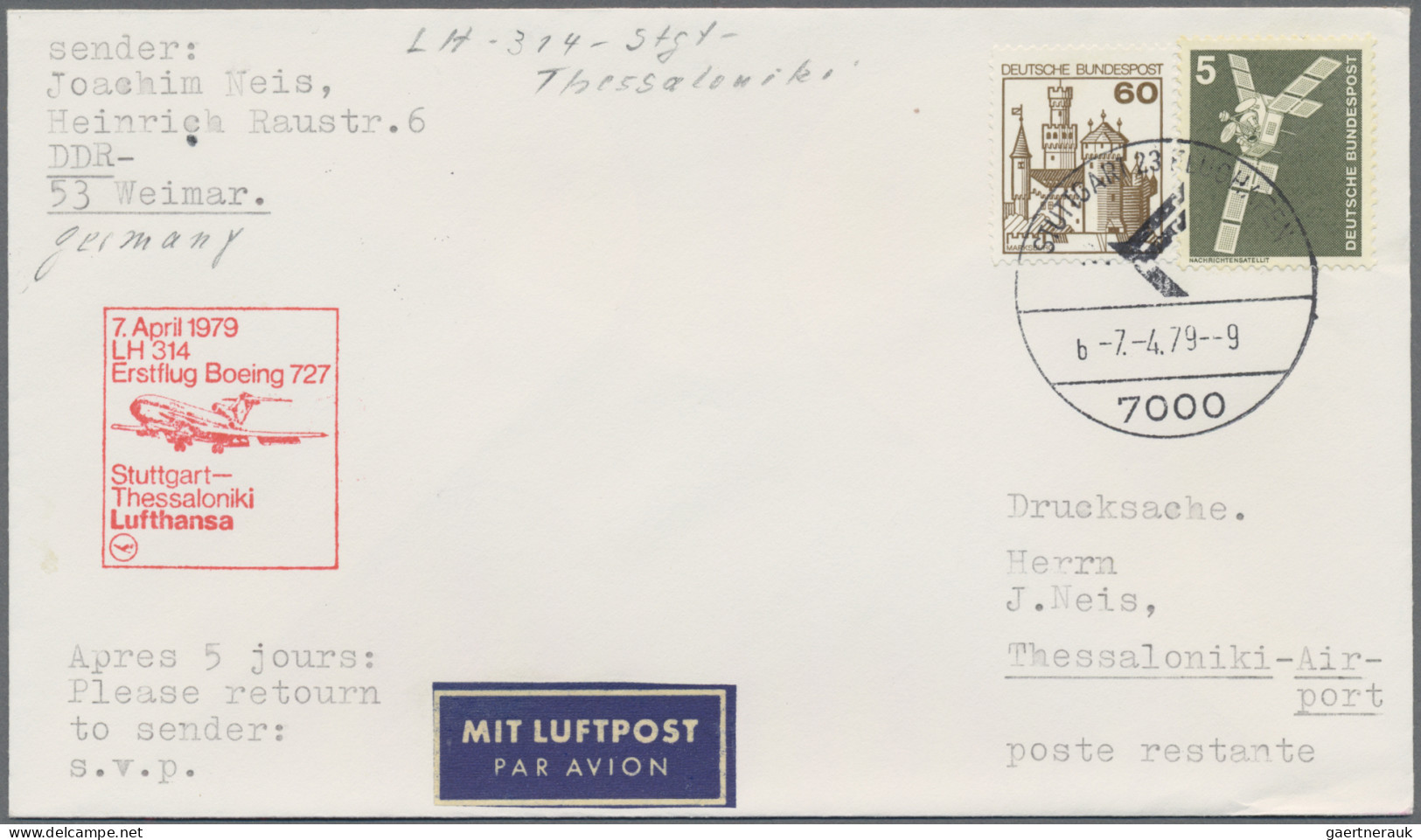 Air Mail - Germany: 1956/1990, Vielseitiger Posten Von Ca. 460 Briefen Und Karte - Airmail & Zeppelin