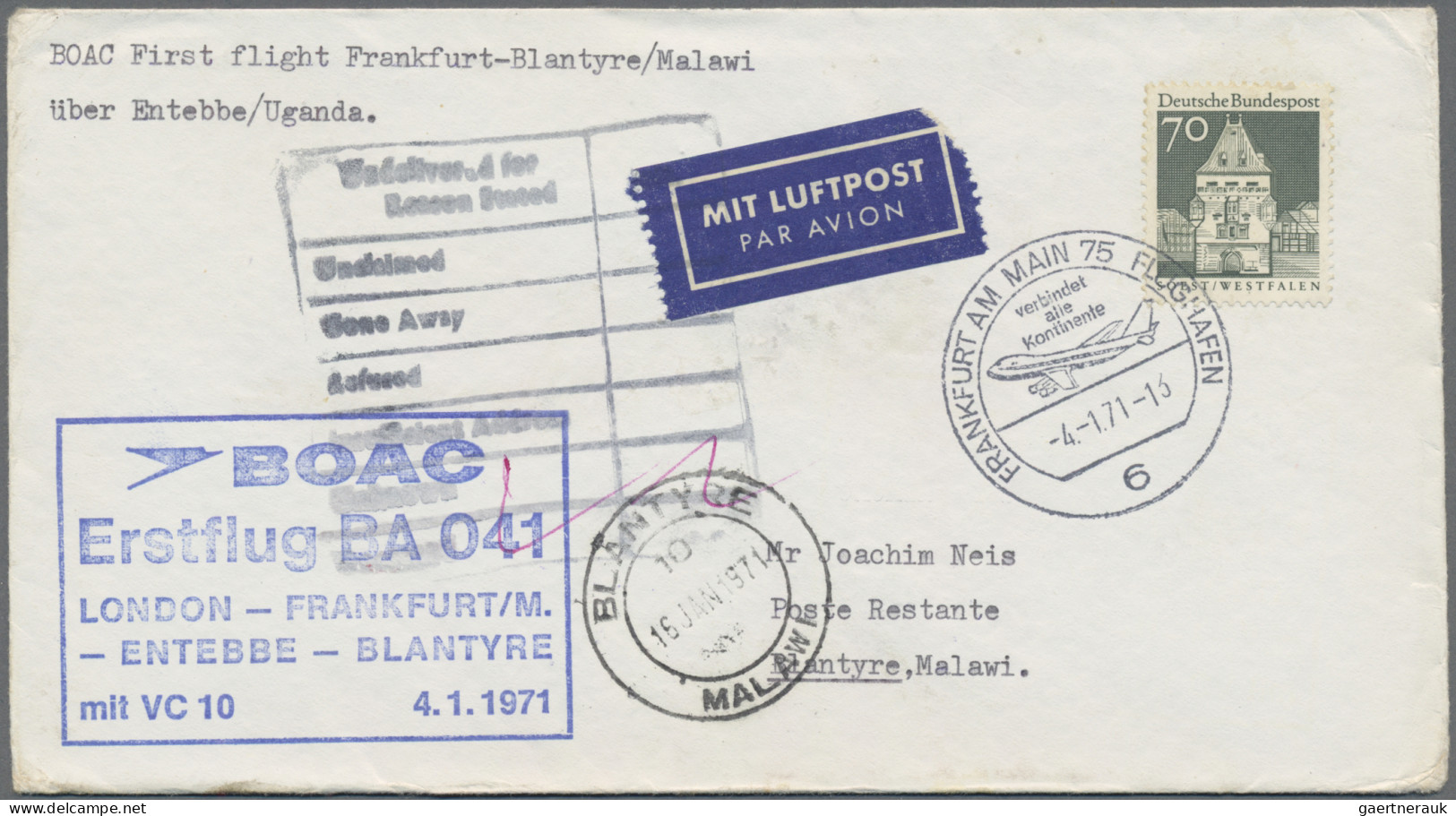 Air Mail - Germany: 1956/1990, Vielseitiger Posten Von Ca. 460 Briefen Und Karte - Poste Aérienne & Zeppelin