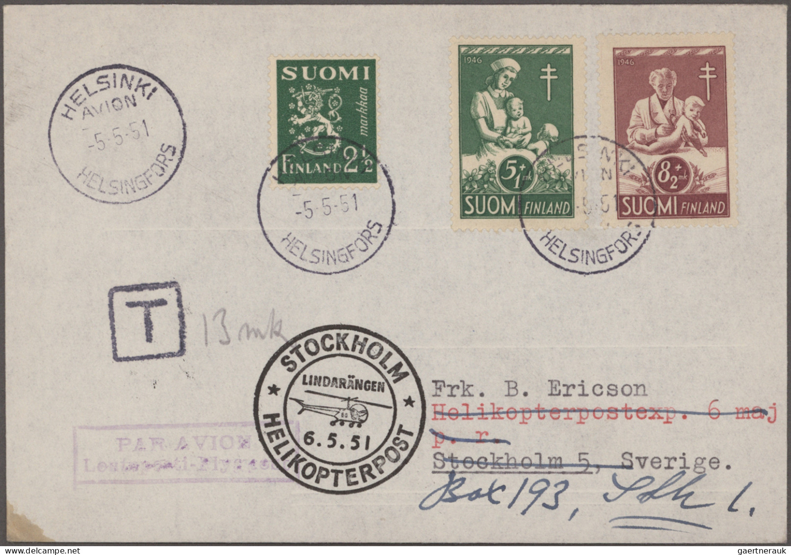 Airmail - Europe: SCHWEDEN,1946/1958, Lot Mit 16 Sauberen Flugpostbelegen Meist - Sonstige - Europa