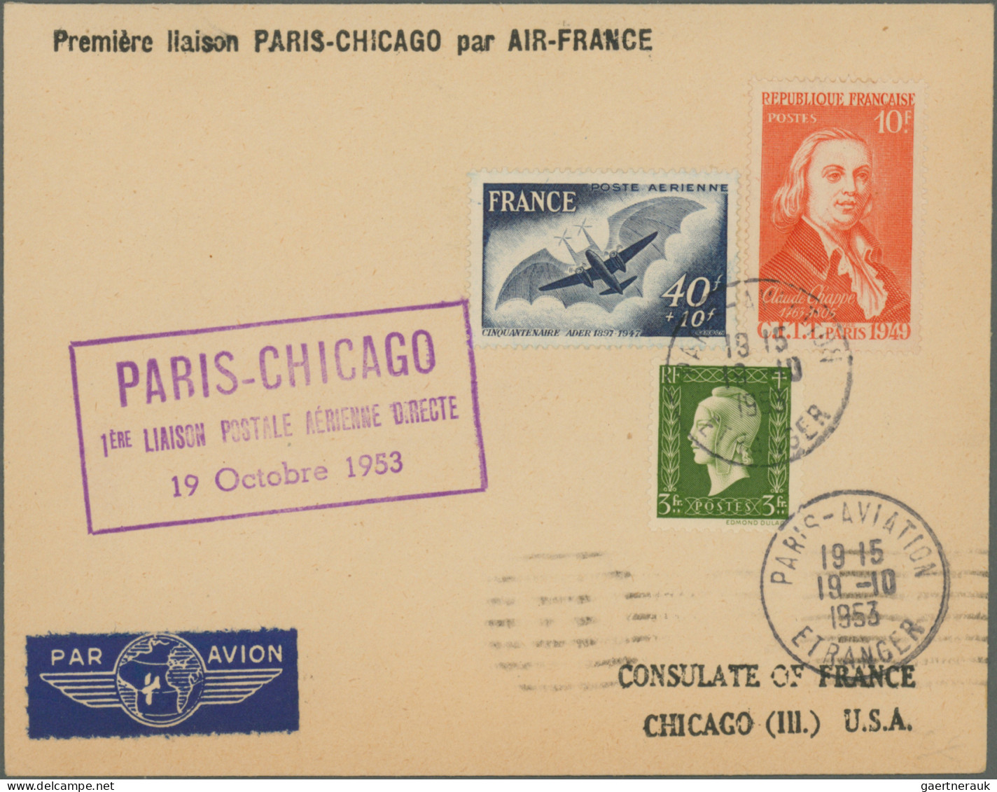 Airmail - Europe: 1947/1988, France/area-related airmail, collection of apprx. 1