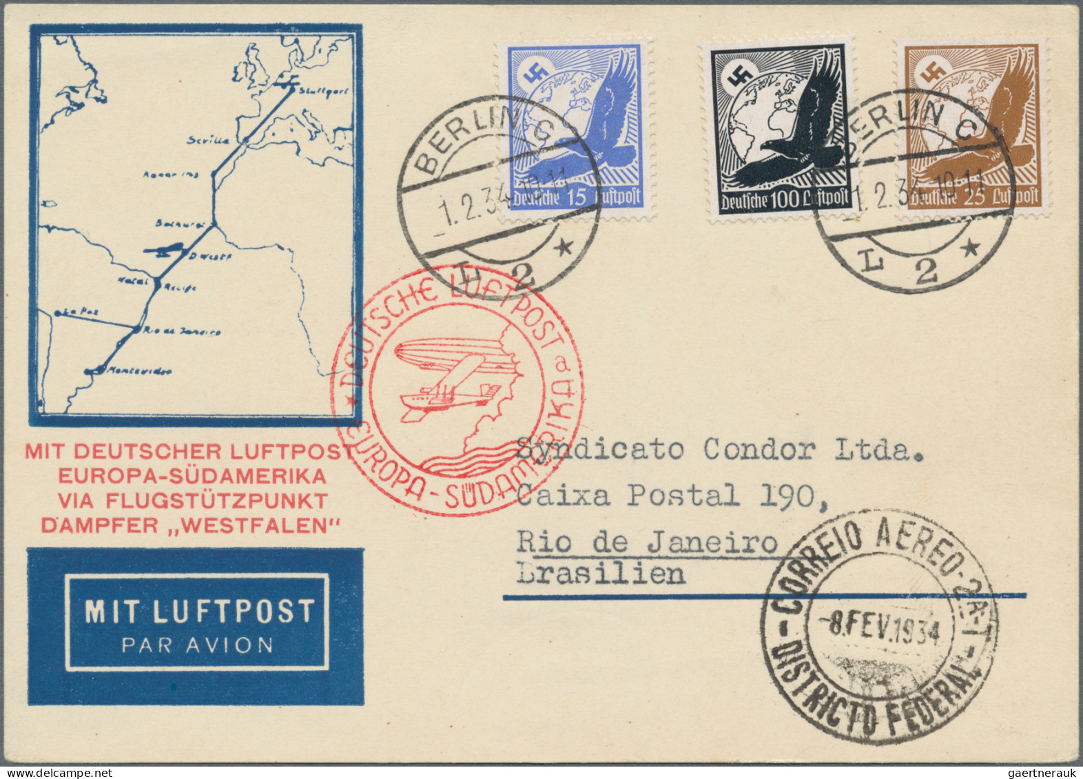 Air Mail: 1915-1985 (ca), Sammlung Von 48 Belegen Im Ringalbum, Flugpost Bzw. Ze - Otros & Sin Clasificación