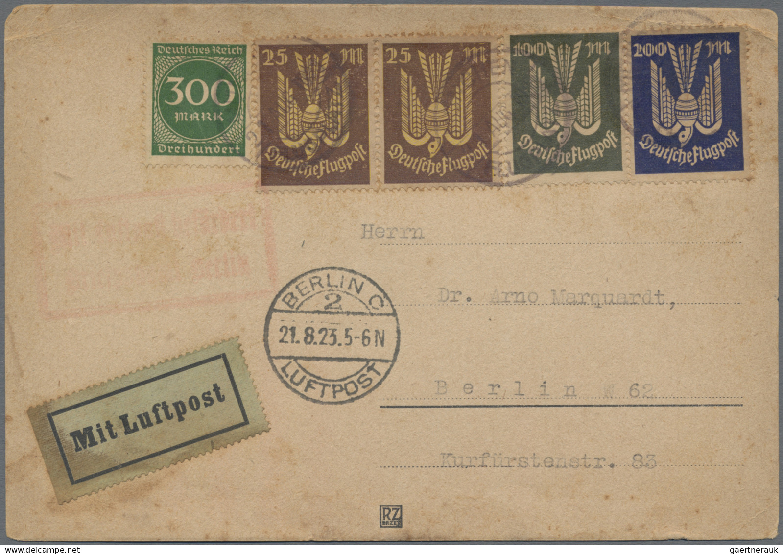 Air Mail: 1922/1925 Ca.: 32 Airmail Cards, Covers And Postal Stationery Items Fr - Andere & Zonder Classificatie