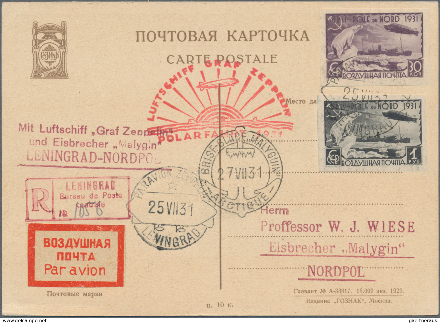 Air Mail: 1931/1954, Assortment Of 23 Covers/cards Incl. Zeppelin 1931 Polar Fli - Sonstige & Ohne Zuordnung