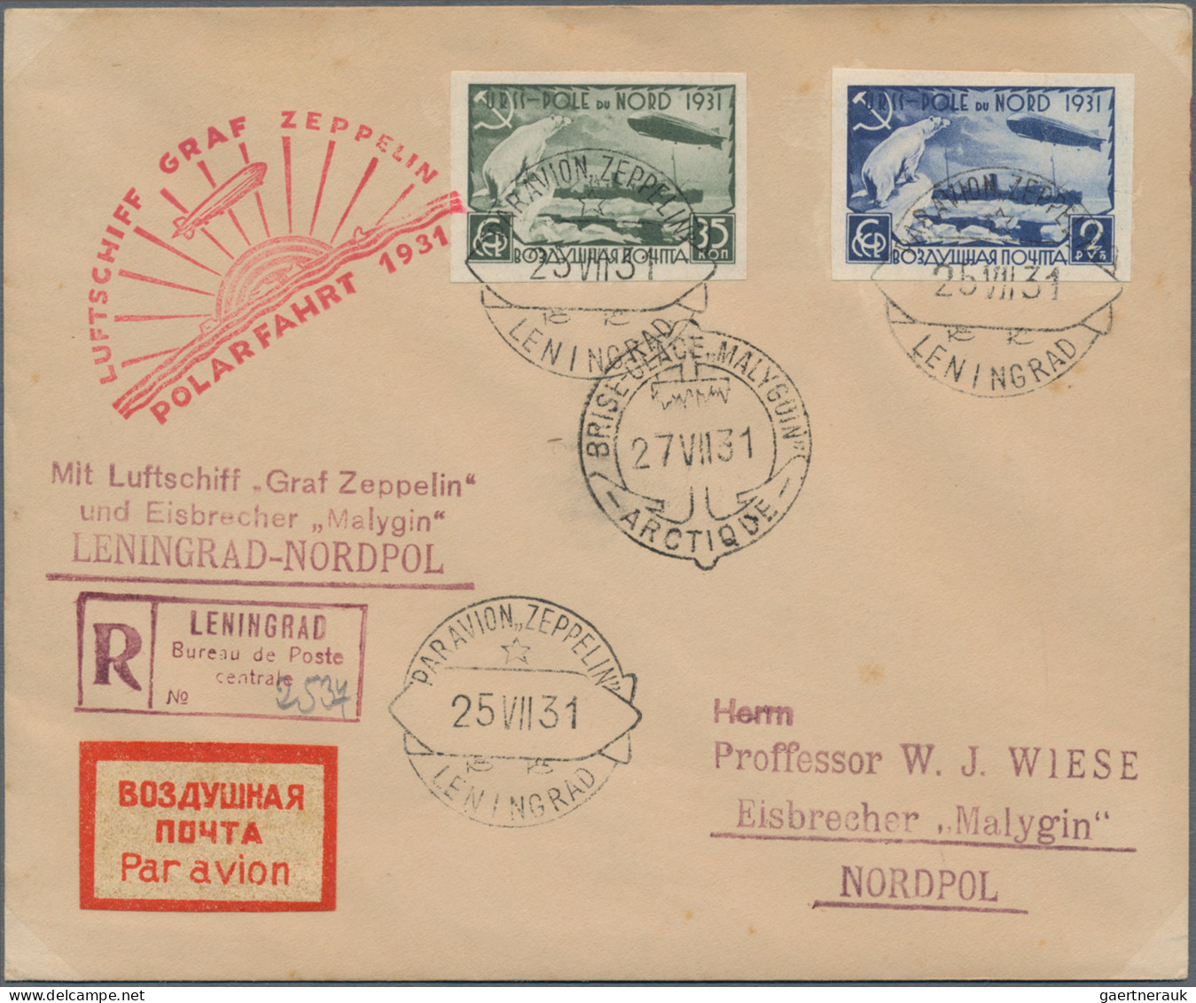 Air Mail: 1931/1954, Assortment Of 23 Covers/cards Incl. Zeppelin 1931 Polar Fli - Sonstige & Ohne Zuordnung