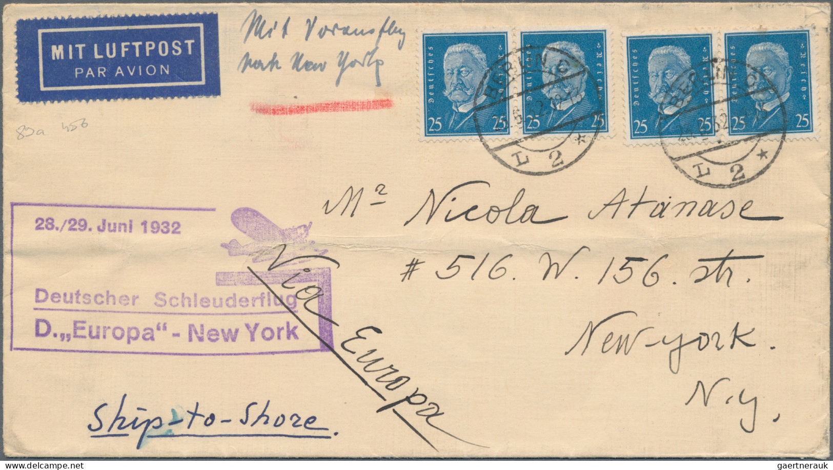 Skid Flight Mail: 1929/1938, Vielseitige Partie Von 28 Schleuderflugbelegen Mit - Luft- Und Zeppelinpost