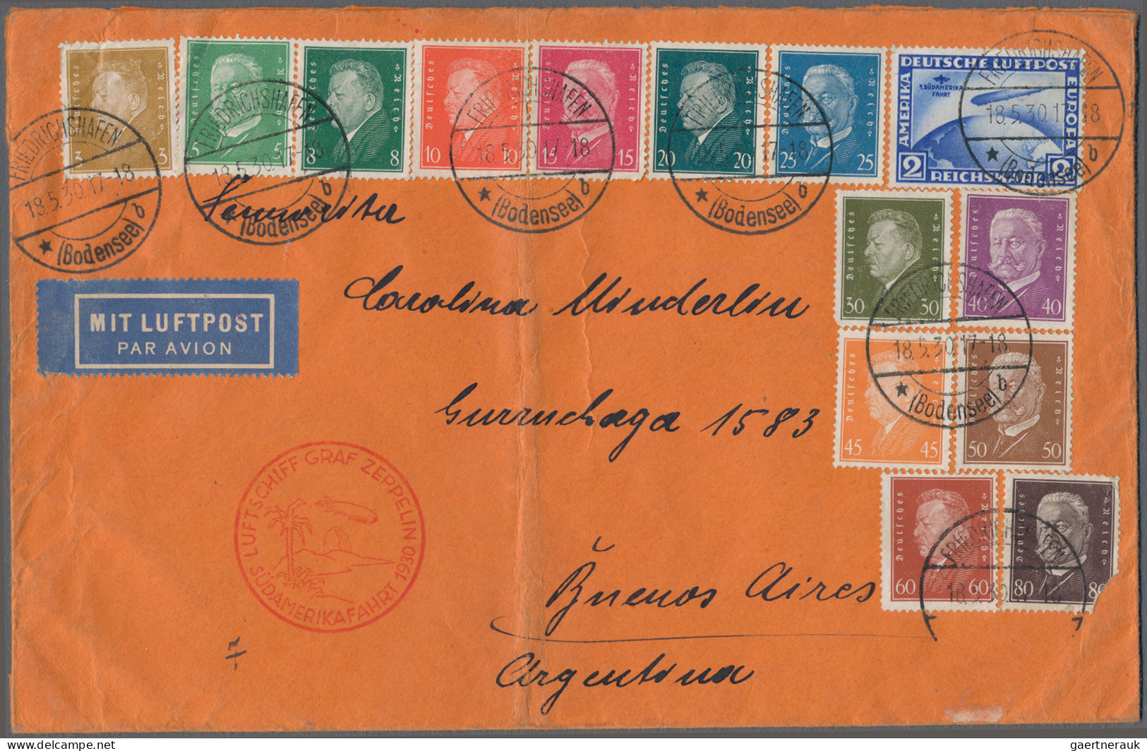 Zeppelin Mail - Germany: 1928/1939, Partie Von 42 Zeppelin-Briefen Und -Karten M - Poste Aérienne & Zeppelin