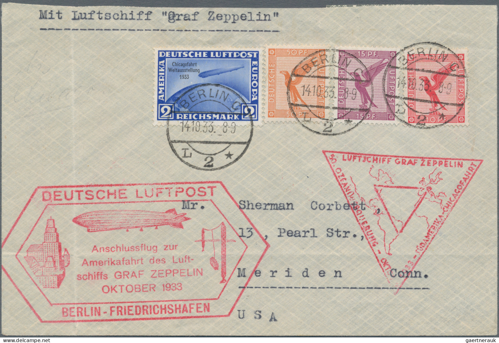 Zeppelin Mail - Germany: 1928/1939, Partie Von 42 Zeppelin-Briefen Und -Karten M - Poste Aérienne & Zeppelin