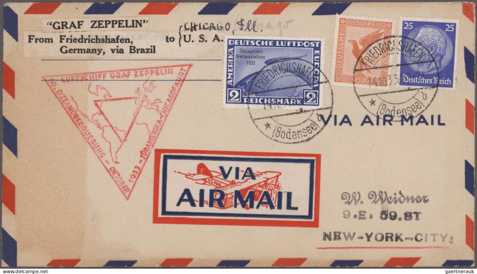 Zeppelin Mail - Germany: 1929/1939, Umfangreiche interessante Sammlung mit ca. 4