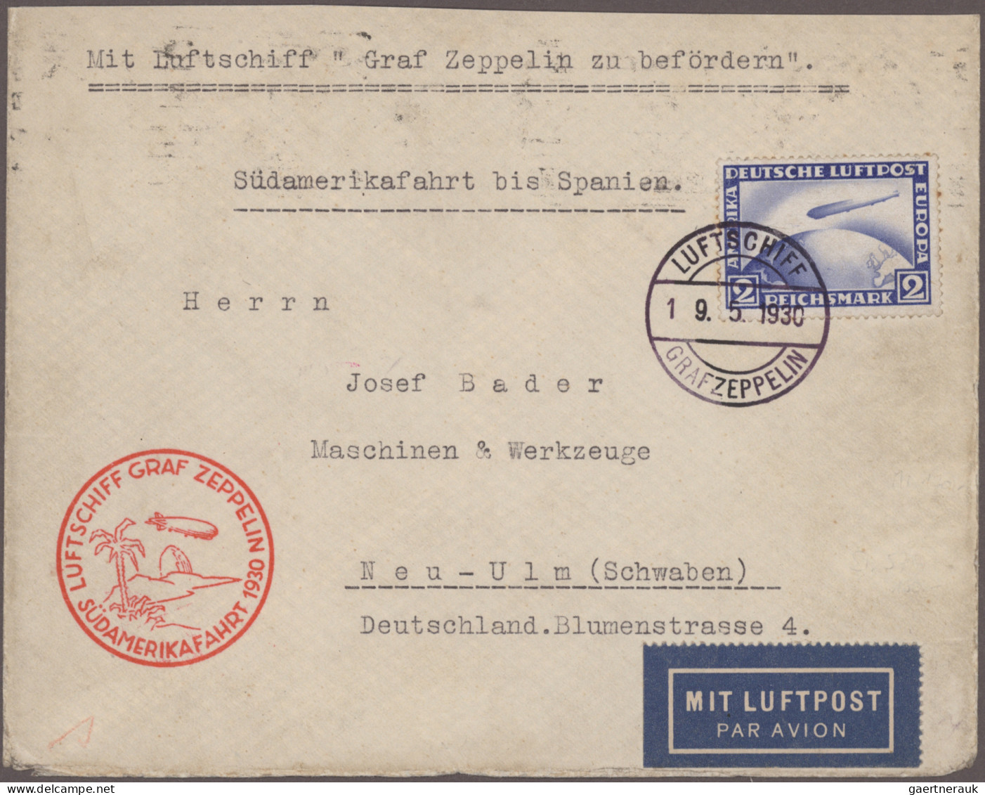 Zeppelin Mail - Germany: 1929/1939, Umfangreiche interessante Sammlung mit ca. 4