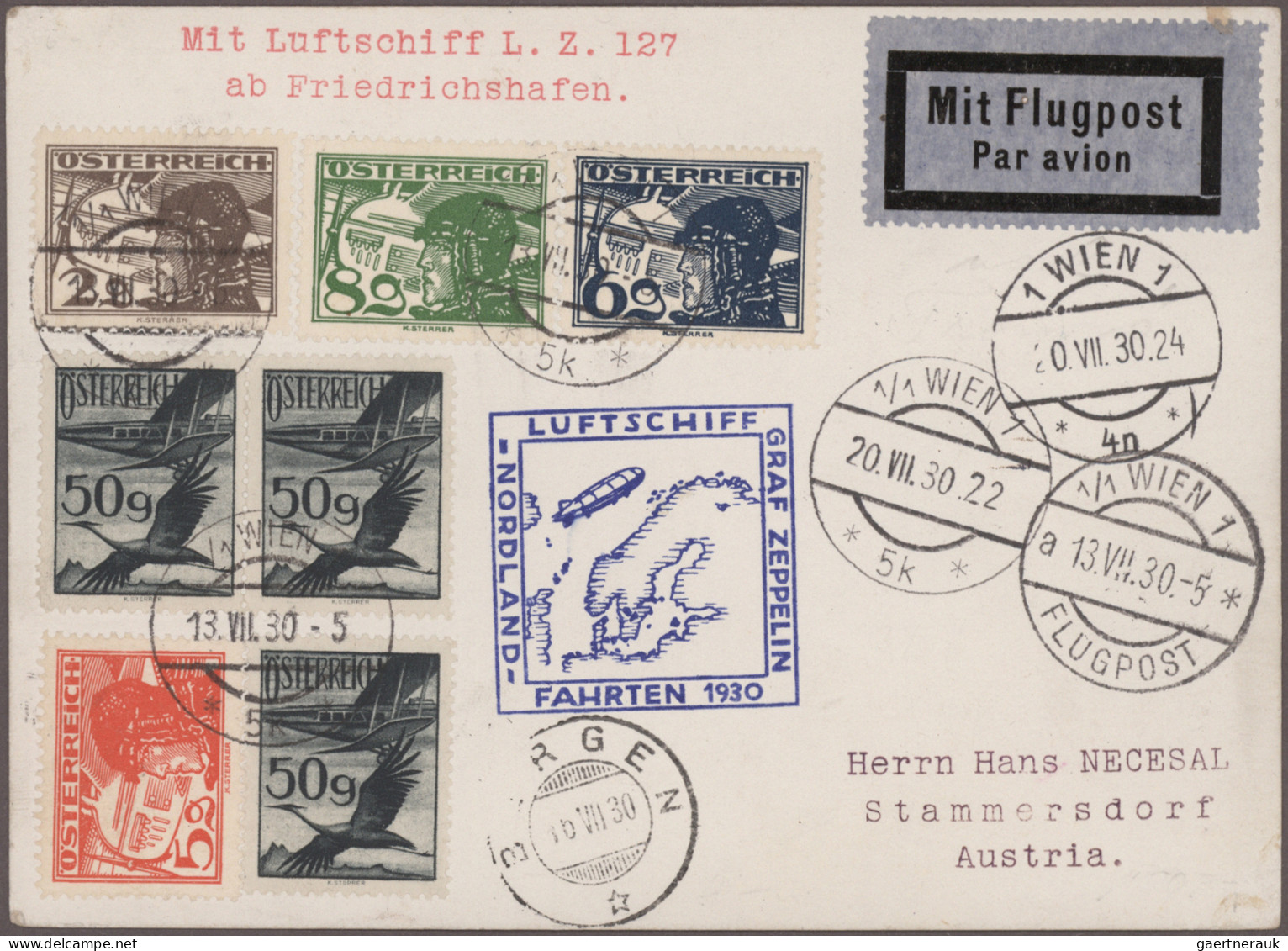 Zeppelin Mail - Germany: 1929/1939, Umfangreiche interessante Sammlung mit ca. 4