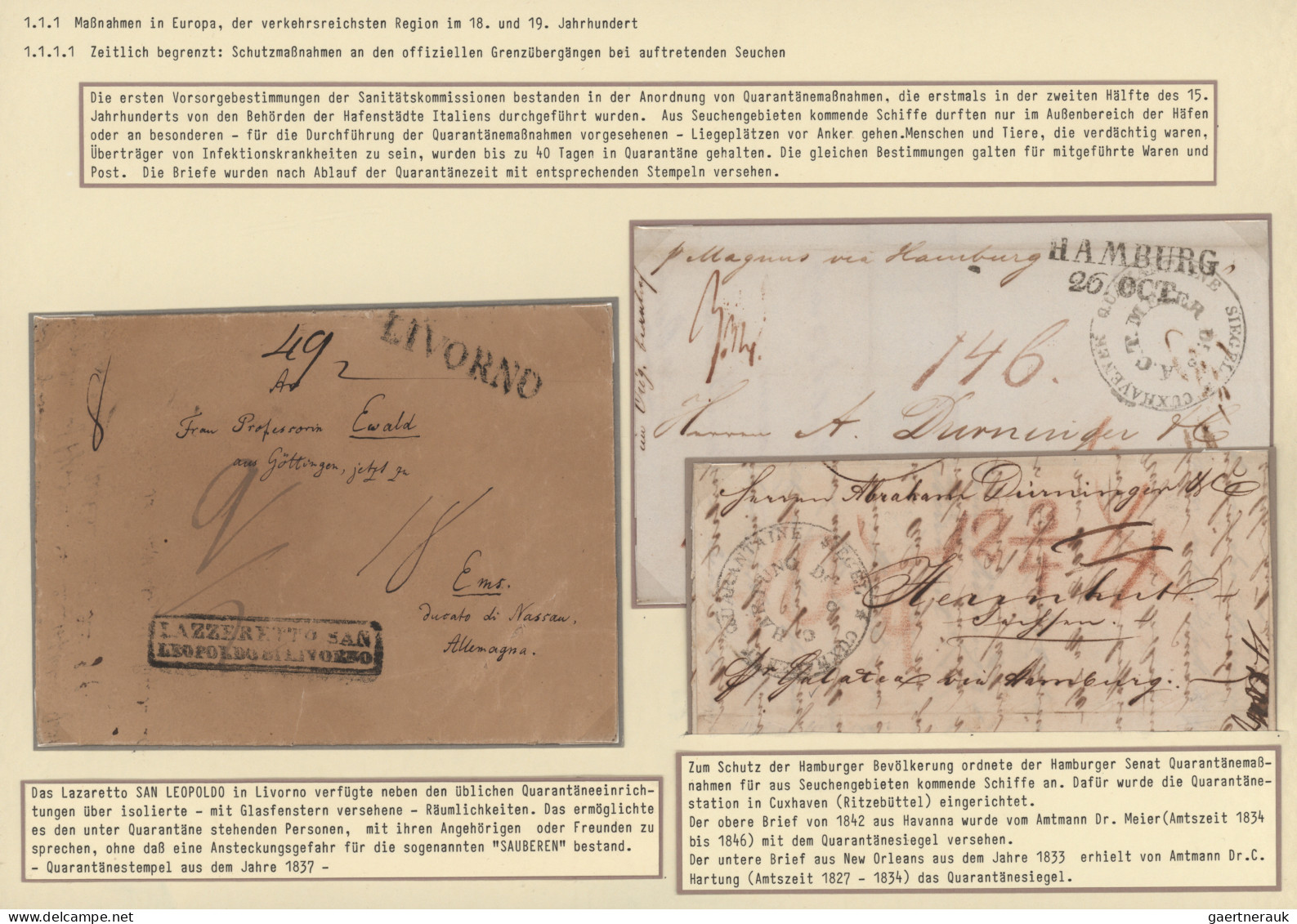 Disinfection Mail: 1716/1911, extraordinary exhibit collection of 52 disinfected