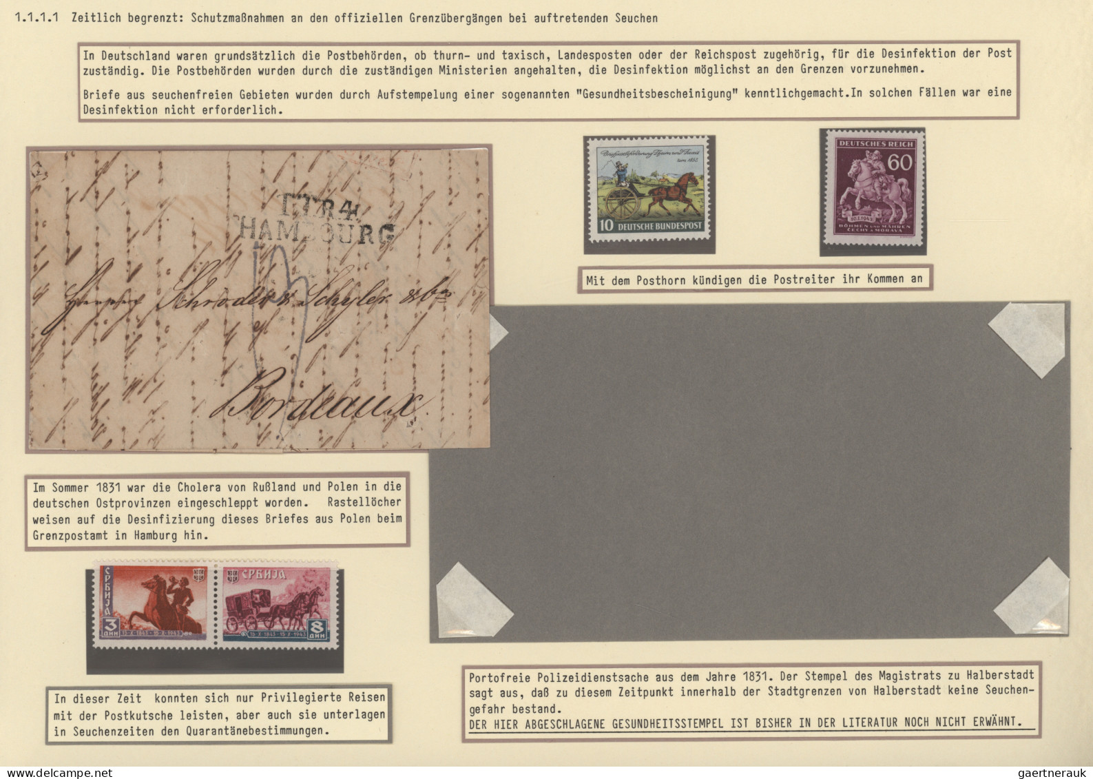 Disinfection Mail: 1716/1911, extraordinary exhibit collection of 52 disinfected