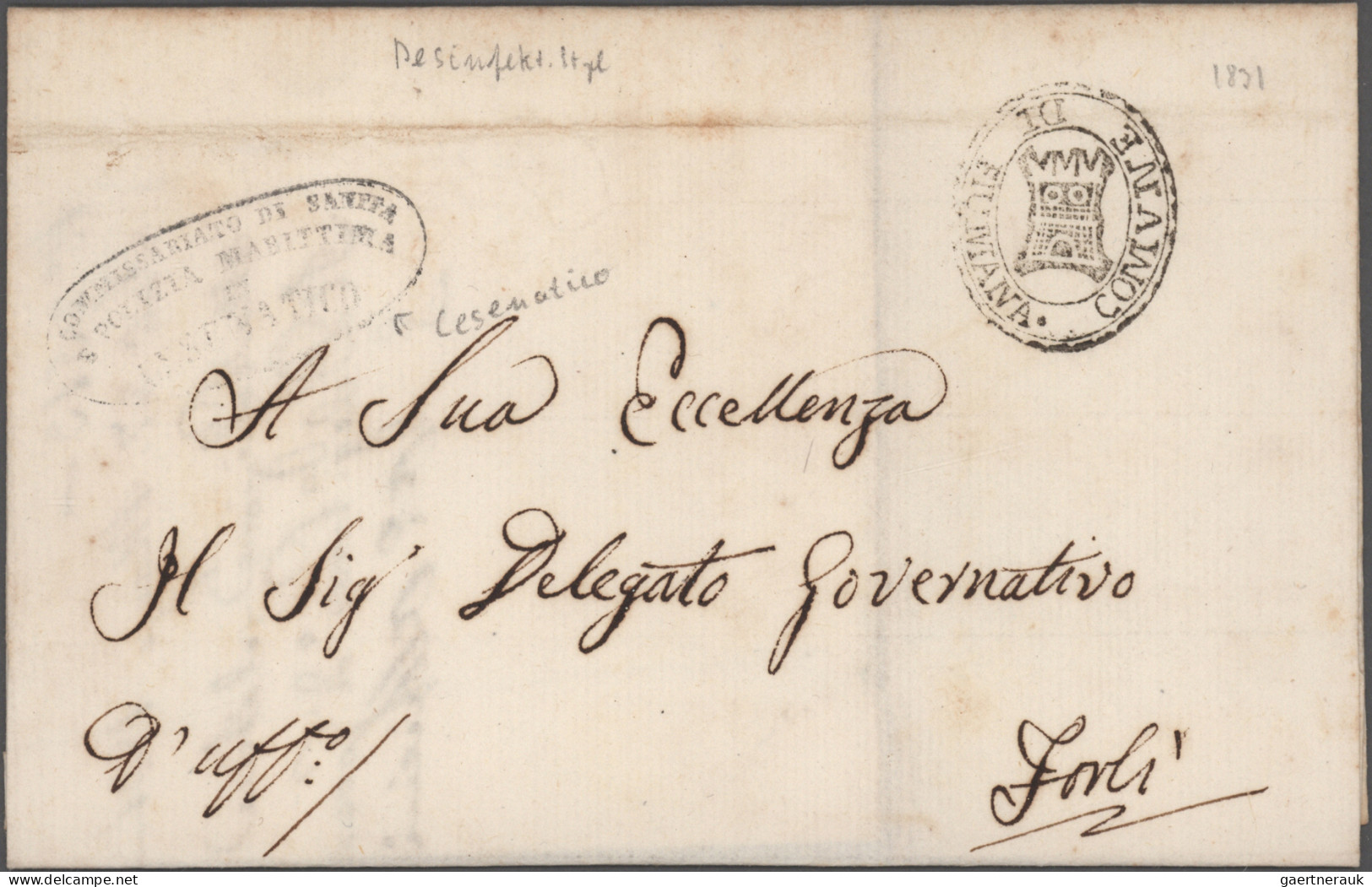 Disinfection Mail: 1716/1911, extraordinary exhibit collection of 52 disinfected