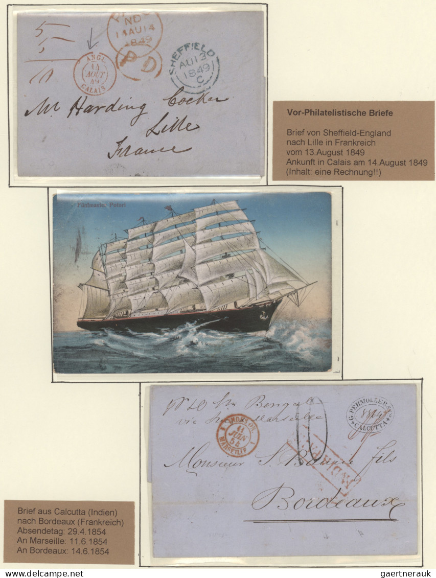 German Ship Post: 1849, Album Mit 13 Blatt (nicht Alle Seiten Voll) Schiffspost/ - Otros & Sin Clasificación