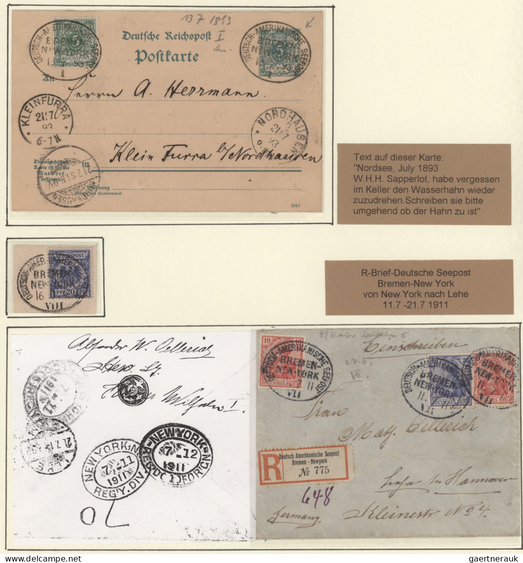 German Ship Post: 1849, Album Mit 13 Blatt (nicht Alle Seiten Voll) Schiffspost/ - Other & Unclassified