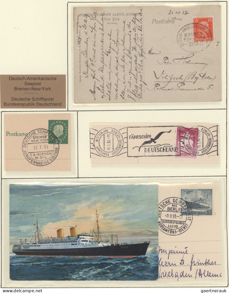 German Ship Post: 1849, Album mit 13 Blatt (nicht alle Seiten voll) Schiffspost/