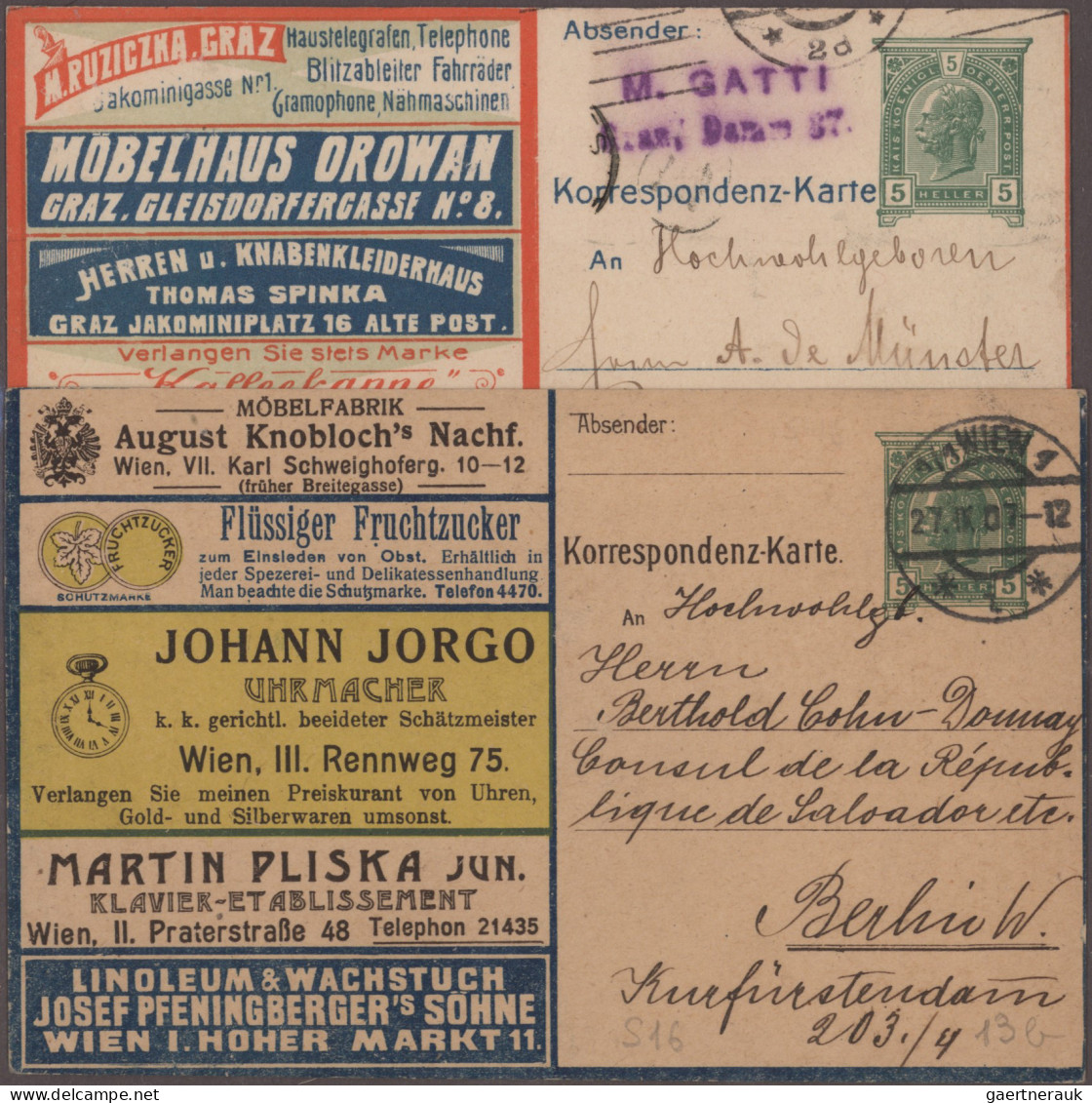 Thematics: Advertising Postal Stationery: 1870/1960 Ca., Interesting Collection - Autres