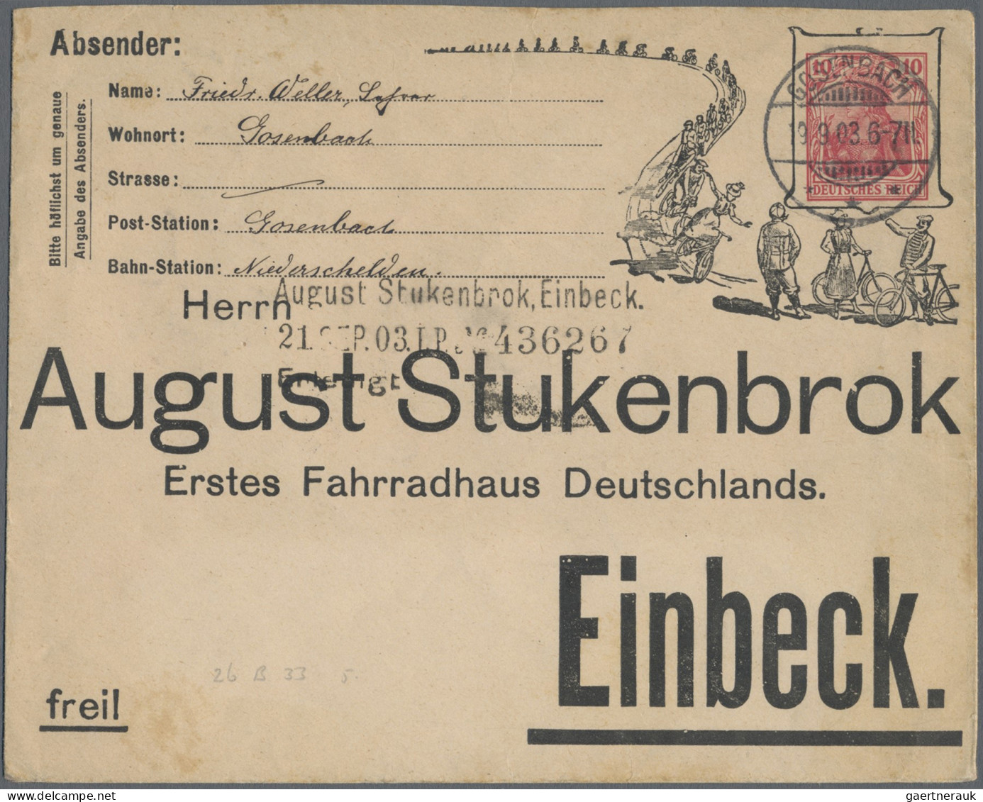 Thematics: advertising postal stationery: 1900/1914 ca., Dt.Reich Germania, reic