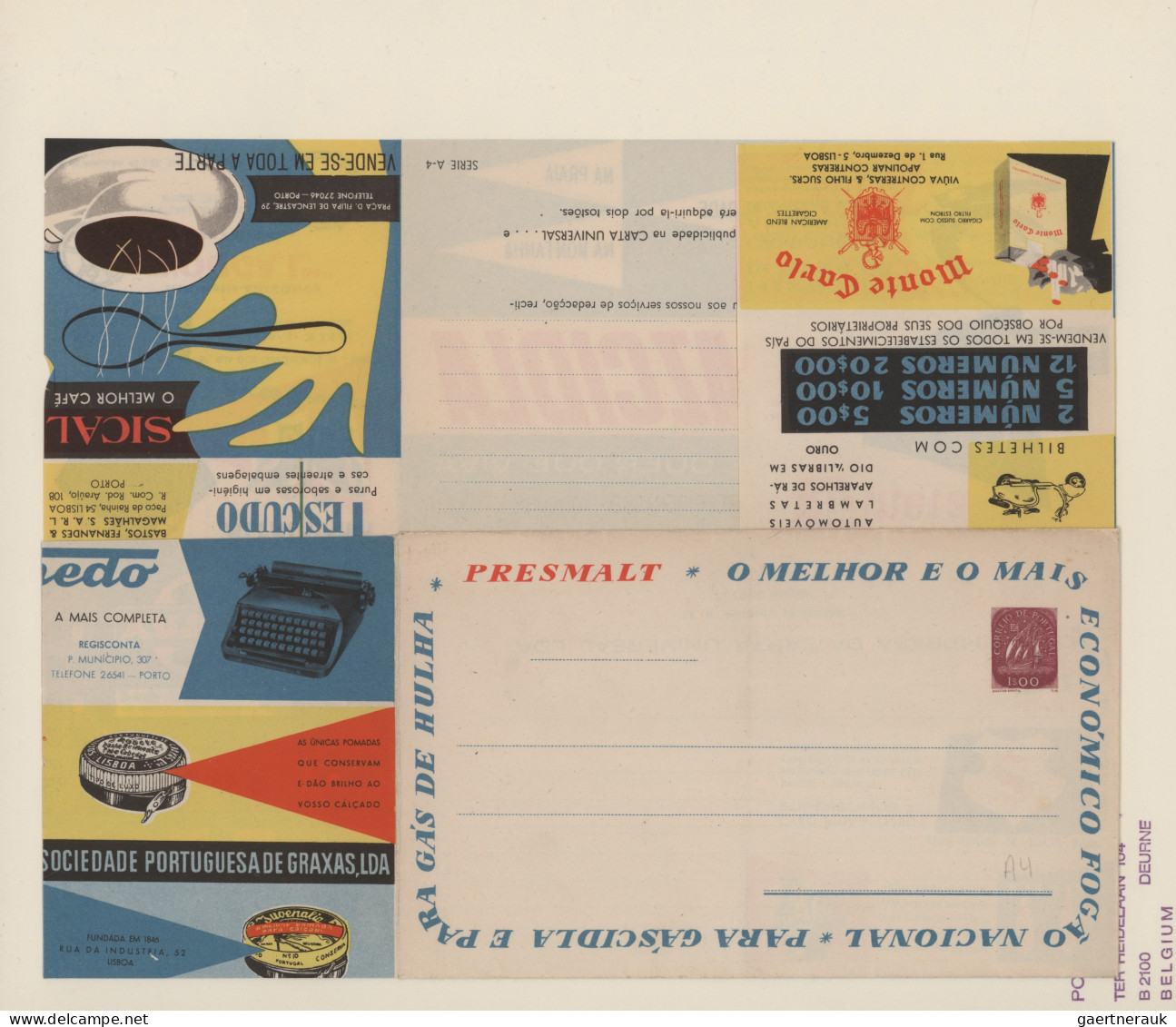 Thematics: Advertising Postal Stationery: 1955/1957 Ca., Portugal, 1 E 'caravel' - Andere