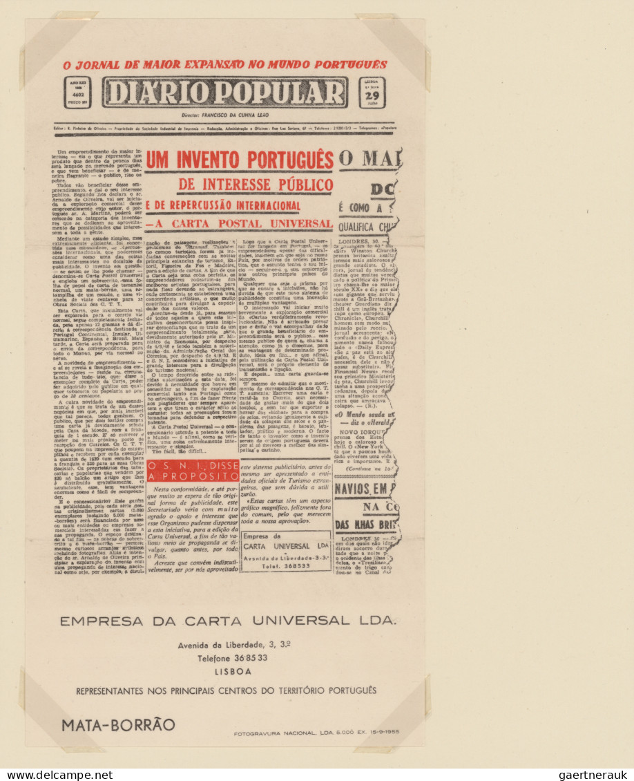 Thematics: Advertising Postal Stationery: 1955/1957 Ca., Portugal, 1 E 'caravel' - Sonstige