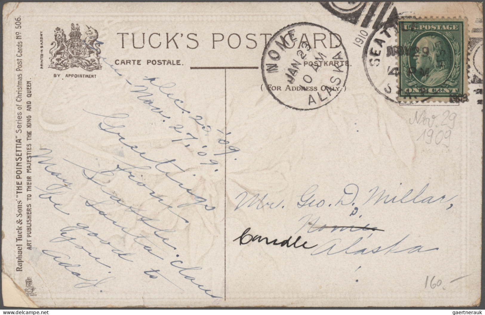 Thematics: Arctic: 1907/1911, Alaska Winter Mail, group of seven ppc (mainly dep