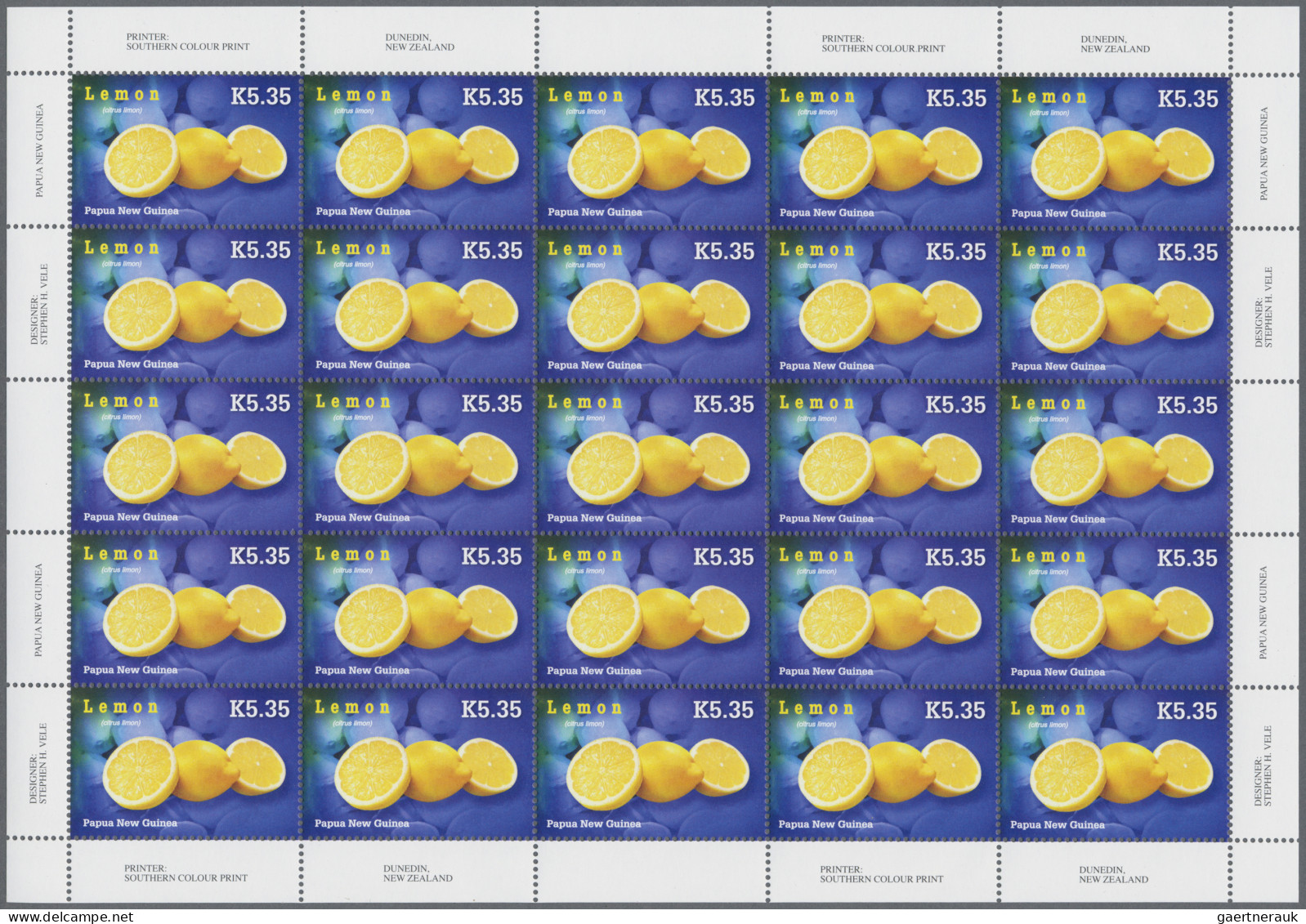 Thematics: Flora-fruits: 2007, Papua New Guinea. Lot Of 100 Sheets Per 25 "5.35k - Fruits