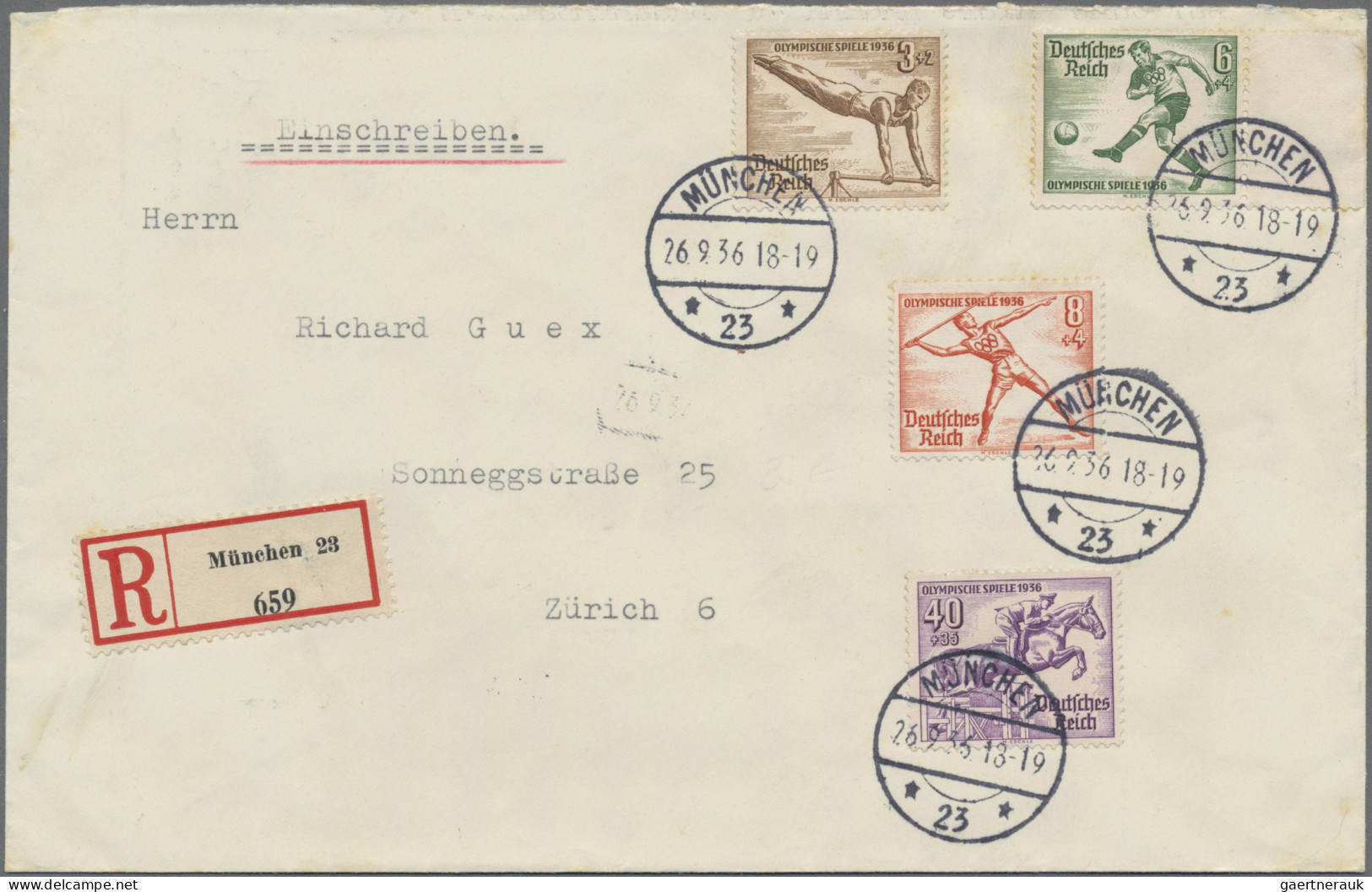 Thematics: Olympic Games: 1936 BERLIN: Five Covers And One Picture Postcard With - Other & Unclassified