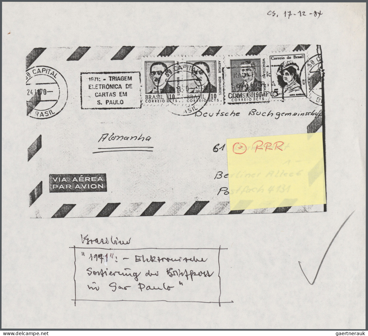 Thematics:  Postal Mecanization: 1922/1980 Appr. Mostly Modern Covers Depicting - Post