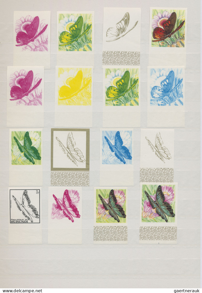 Thematics: Animals-butterflies: 1968, Burundi Butterflies, Collection Of 201 Imp - Vlinders