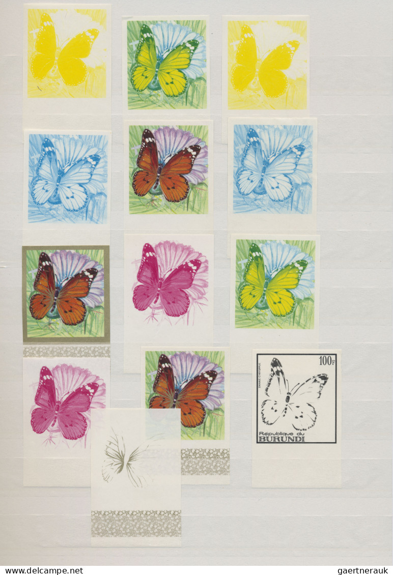 Thematics: Animals-butterflies: 1968, Burundi Butterflies, Collection Of 201 Imp - Papillons