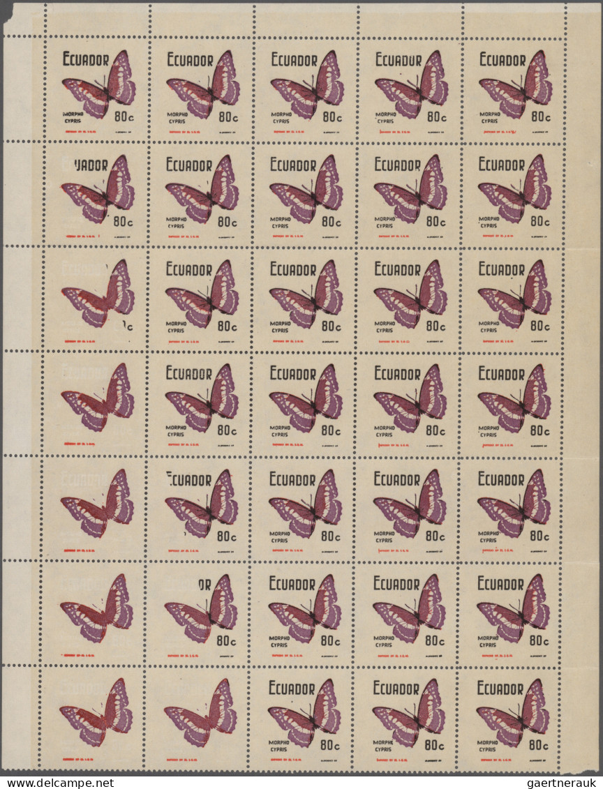 Thematics: Animals-butterflies: 1969/1970, Ecuador, Butterflies 10c. And 80c., T - Mariposas