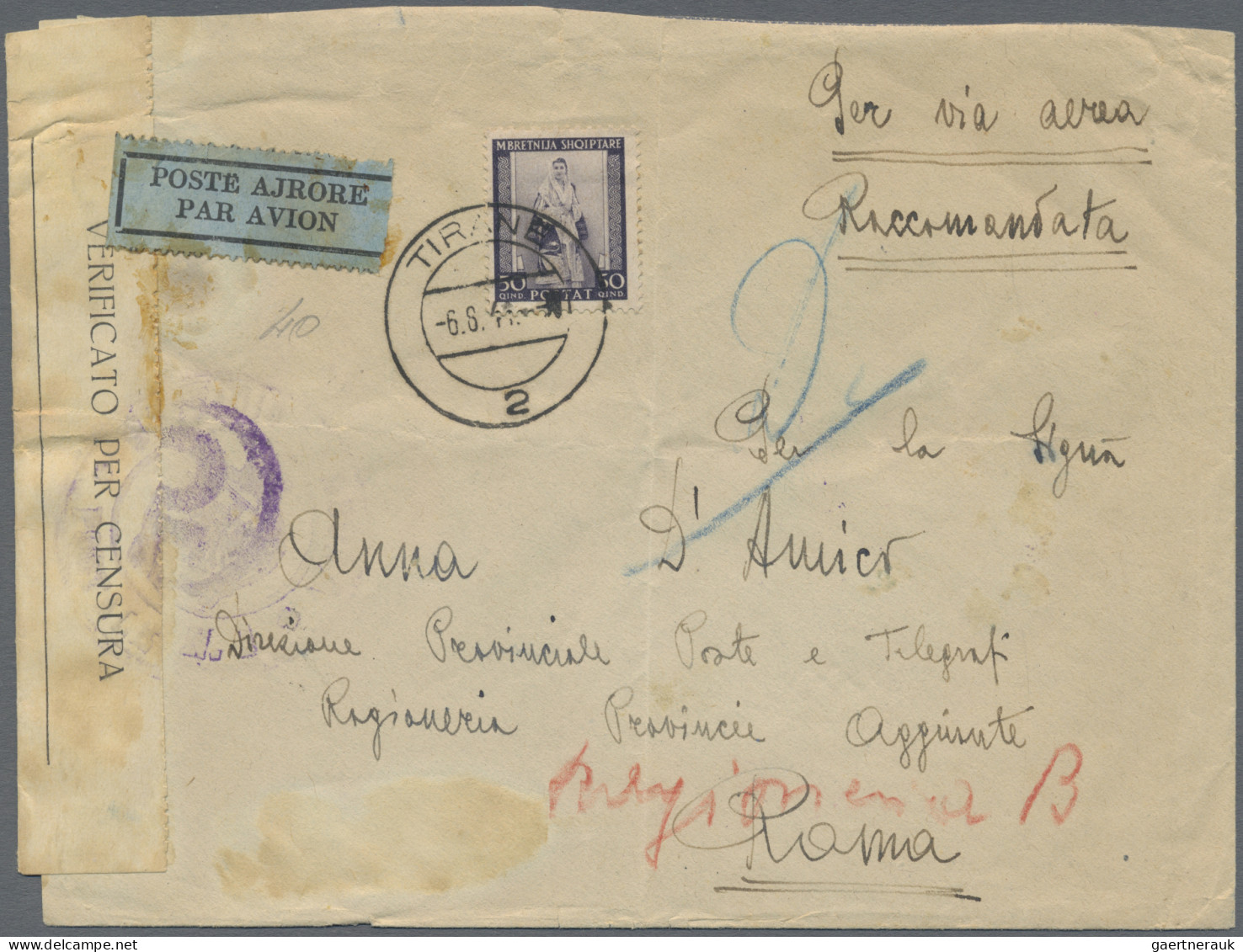 Albania: 1939/1943 Group Of 15 Covers And Picture Postcards To Italy, With Vario - Albanie