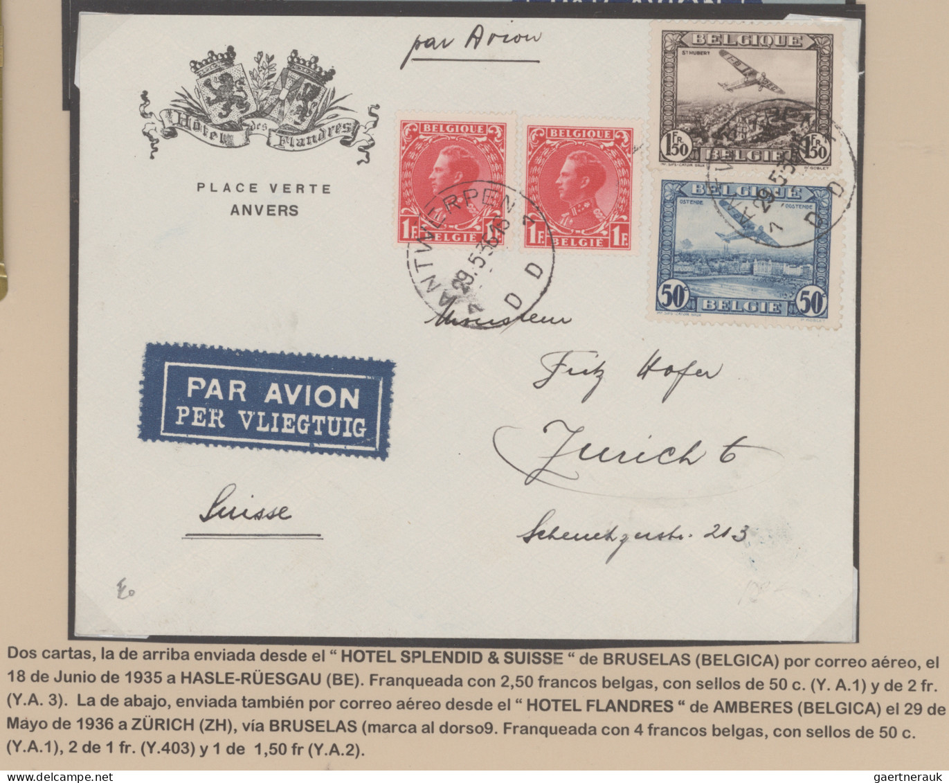 Belgium: 1914/1936 HOTEL MAIL: Eight Printed Covers From Various Belgian Hotels - Collections