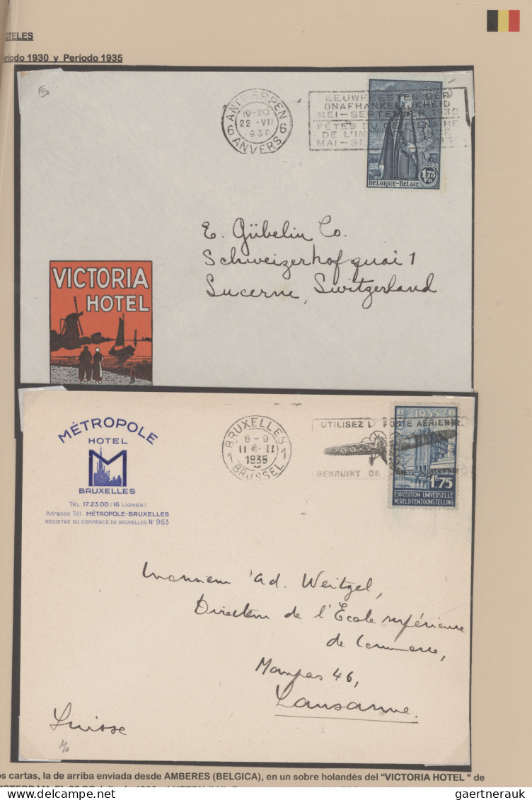 Belgium: 1914/1936 HOTEL MAIL: Eight Printed Covers From Various Belgian Hotels - Collections