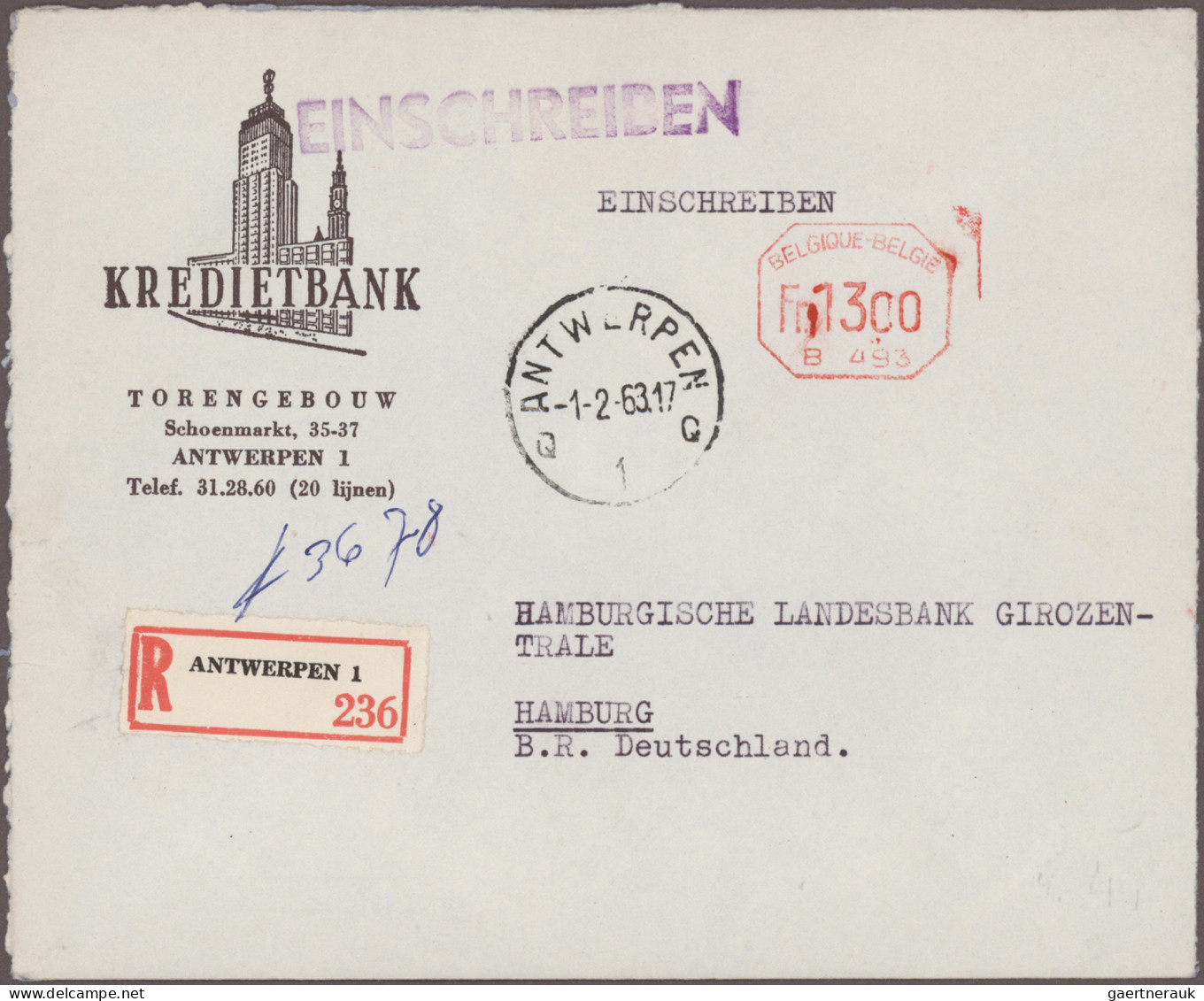 Belgium: 1928/1977, METER MARKS, assortment of apprx. 135 commercial covers, sho