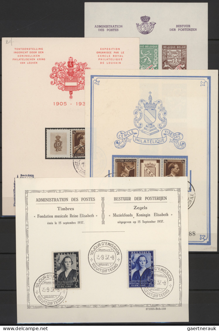 Belgium: 1937/1941, Assortment Of Nine Loose Souvenir Sheets And Twelve Commemor - Collezioni