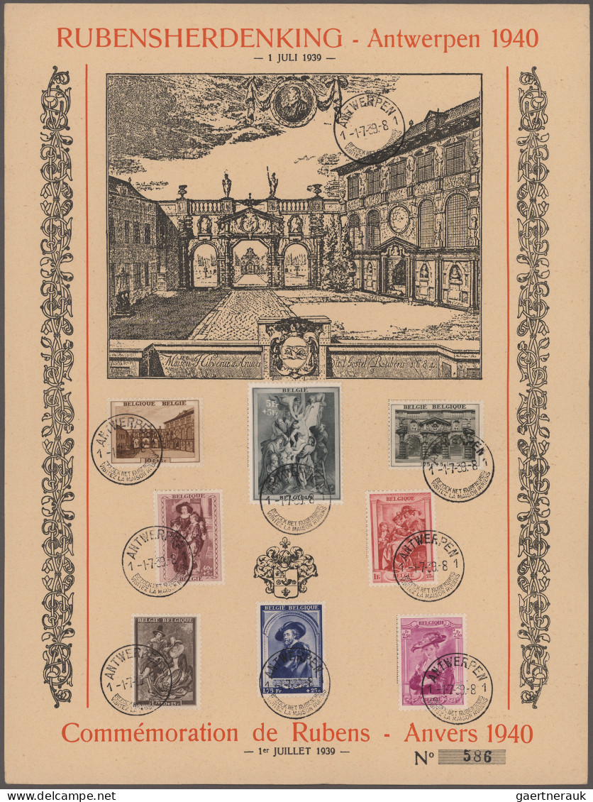 Belgium: 1937/1941, Lot Of Eleven Different Commemorative Sheets Bearing Michel - Collections